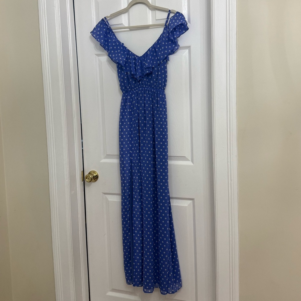 Lovers + Friends periwinkle Polka Dot Maxi Dress